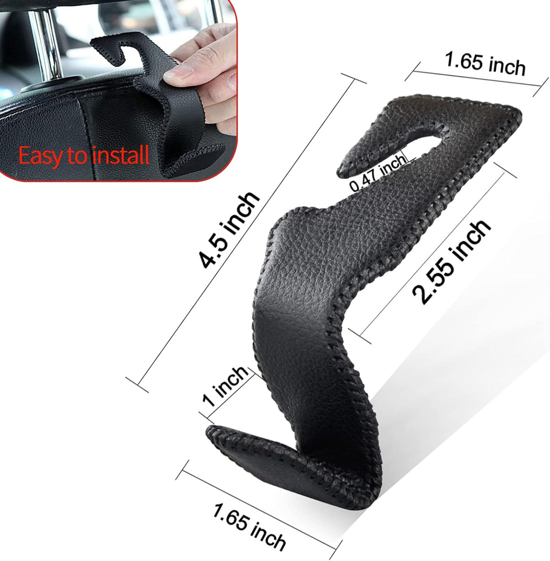 Car Seat Headrest Hooks – Heavy Duty Leather & Stainless Steel Hangers for Bags