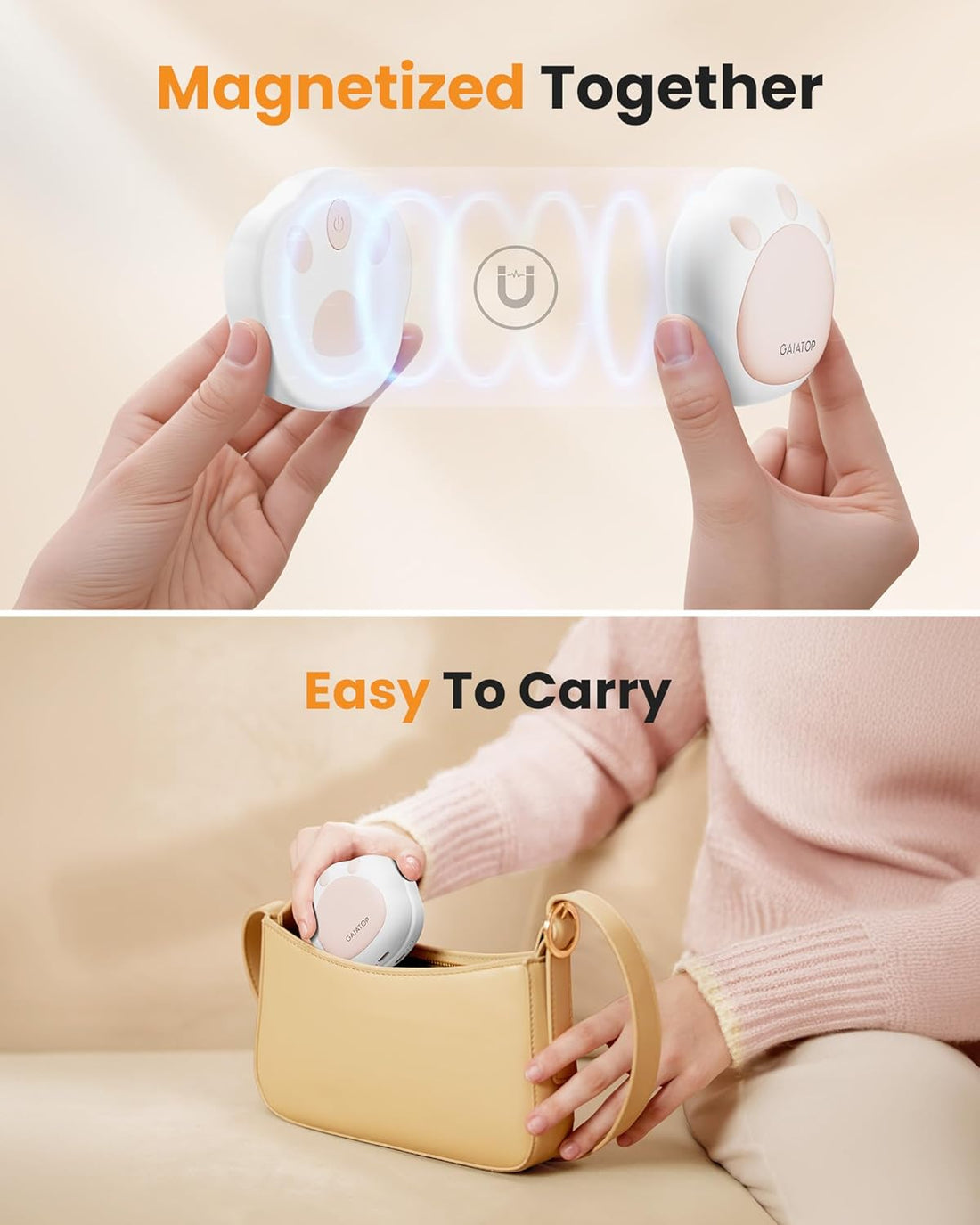 Rechargeable Cat Paw Hand Warmers – 2 Pack, 3 Heat Levels