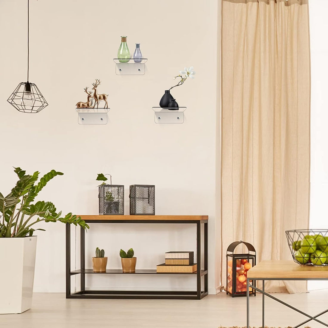 3-Pack Mini Floating Wall Shelves – Clear Wall-Mounted organized Storage Figures