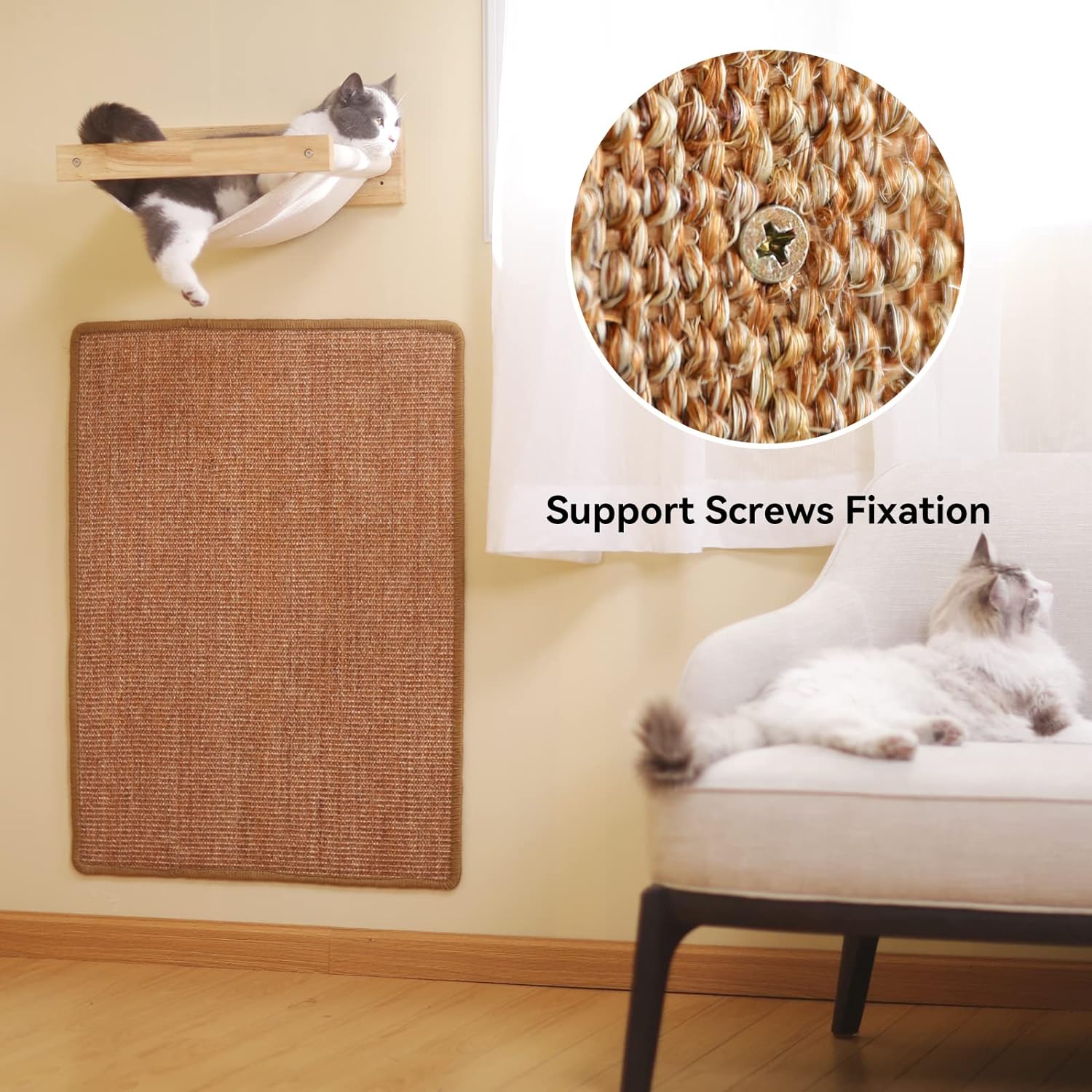 Cat Scratcher Mat – 23.6 x 15.7 Inch Natural Sisal Scratching  Floor Mat
