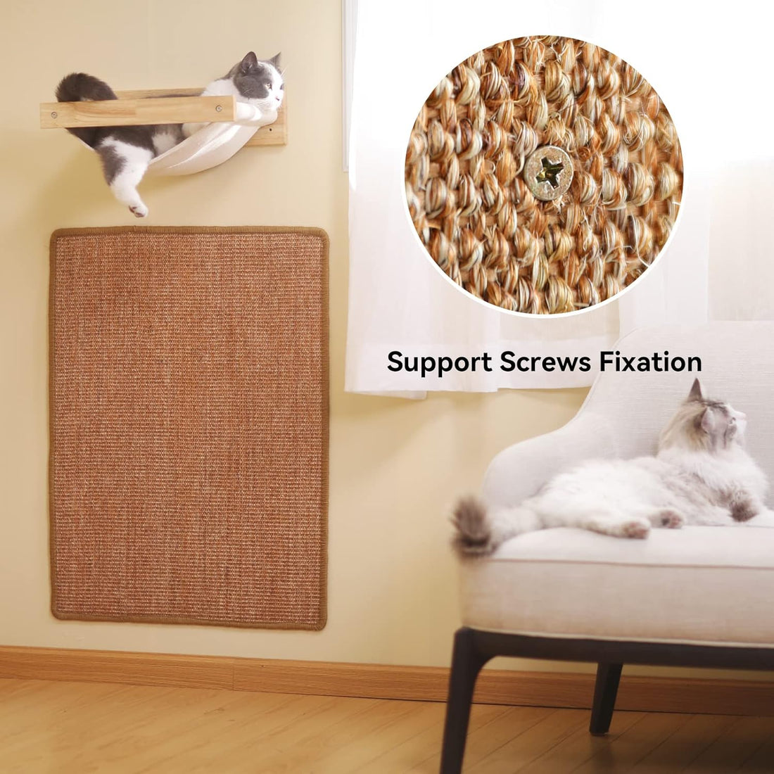 Cat Scratcher Mat – 23.6 x 15.7 Inch Natural Sisal Scratching  Floor Mat