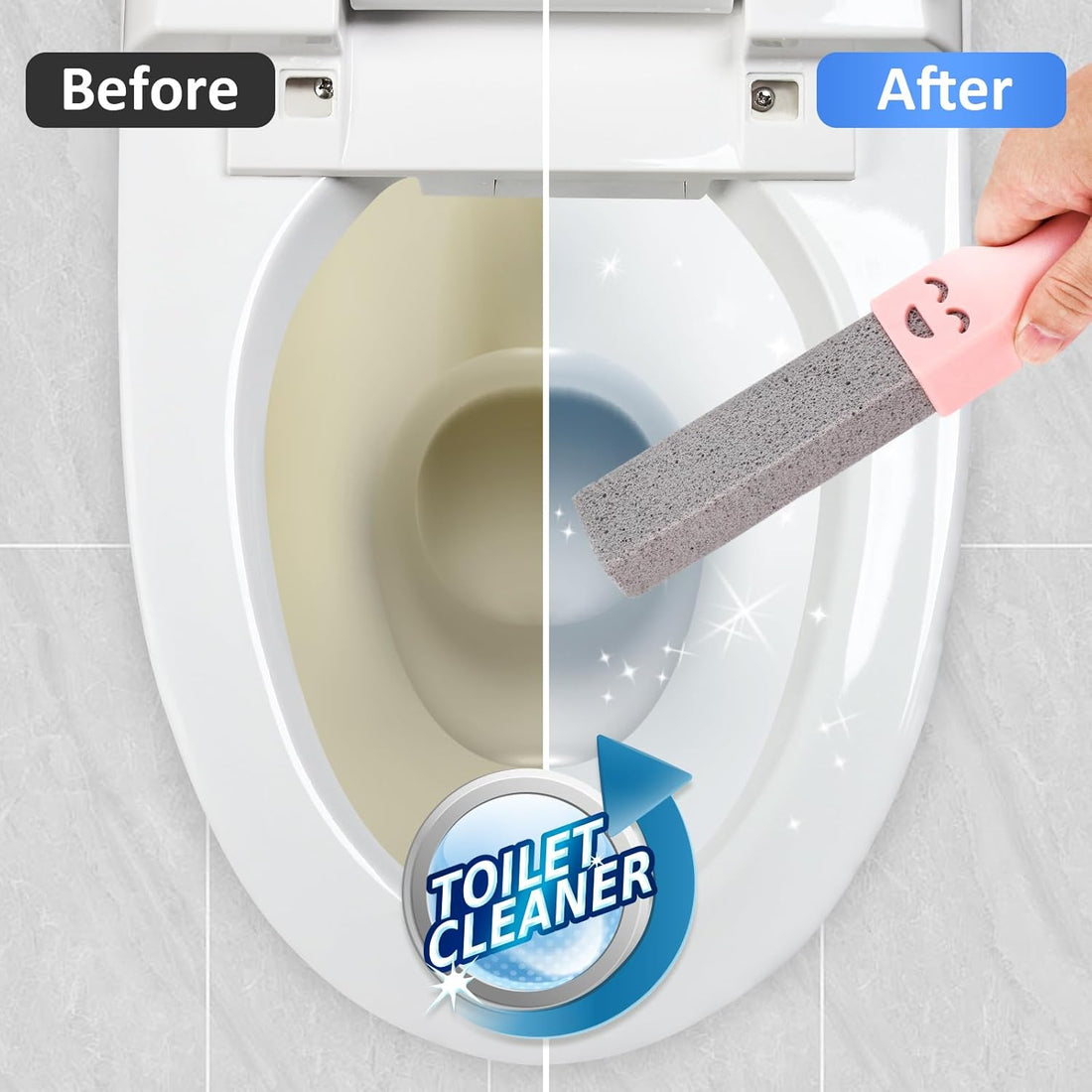 8 Pack Pumice Stones for Cleaning with 2 Universal Handles – Grey Pumice Stone