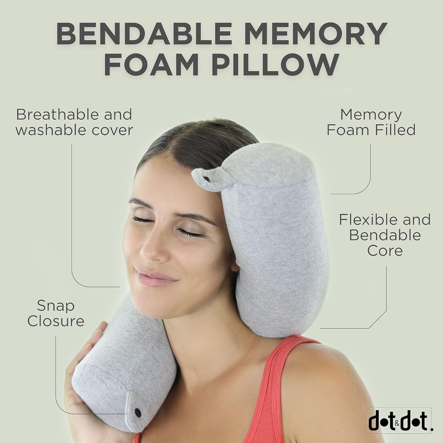 Dot&Dot Twist Memory Foam Travel Pillow – Adjustable Neck Support