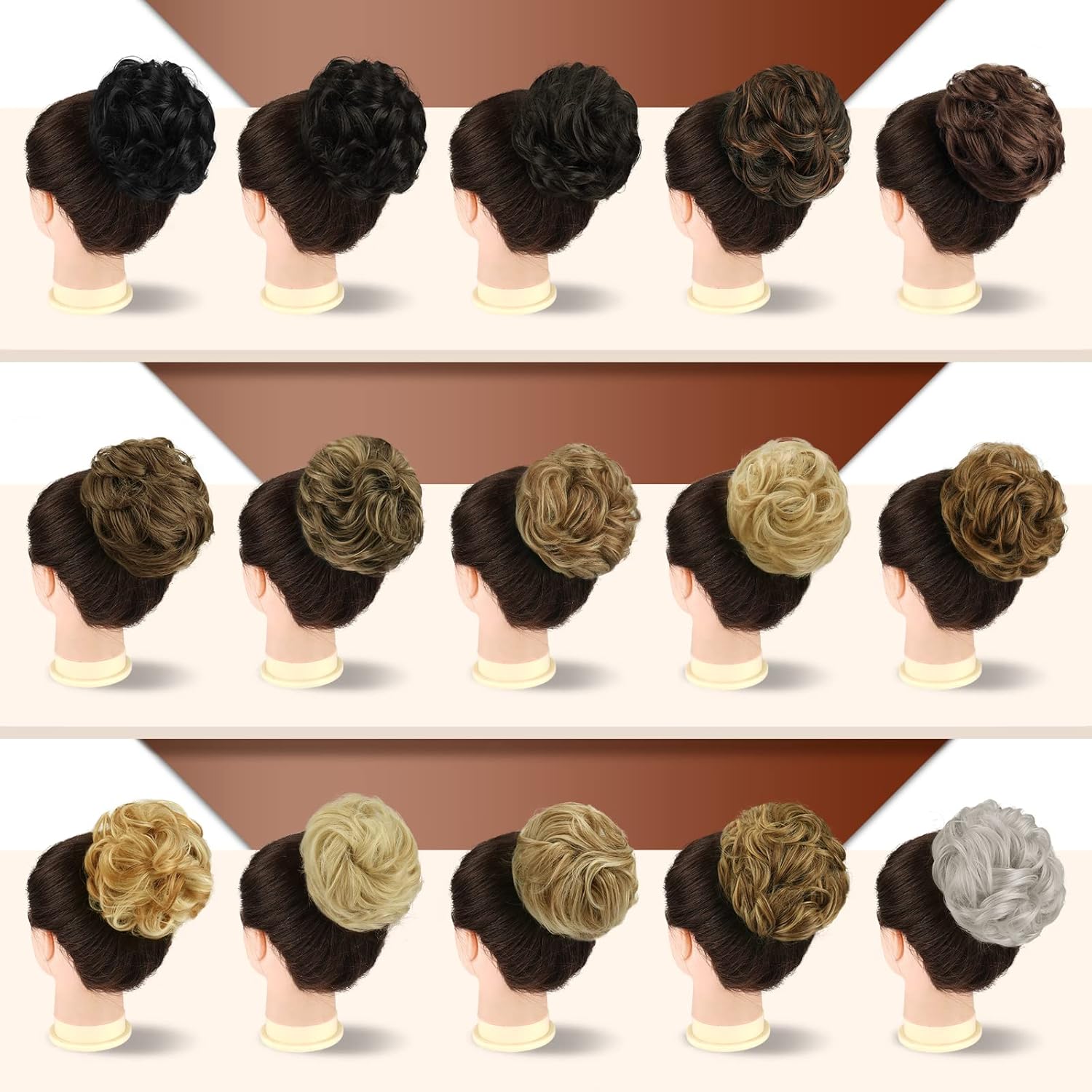 Sofeiyan Claw Clip Messy Bun Hairpieces – Wavy Curly Hair Bun Clip-in Claw Chignon Ponytail Hairpiece, Tousled Updo Synthetic Hair Extension for Women, Honey Blonde/Platinum Blonde