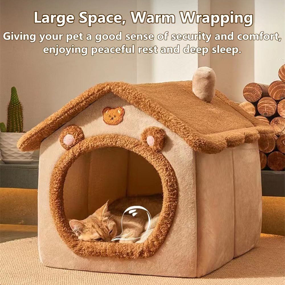 Cat Bed for Indoor Cats – Cozy Cave Bed & Tent with Cushion
