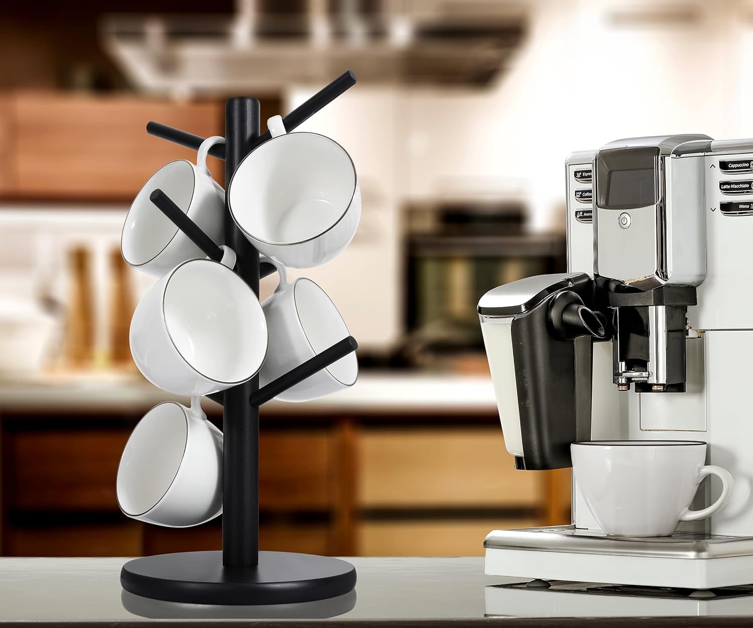 Mug Holder Tree, Coffee Cup Holder with 6 Hooks (Black