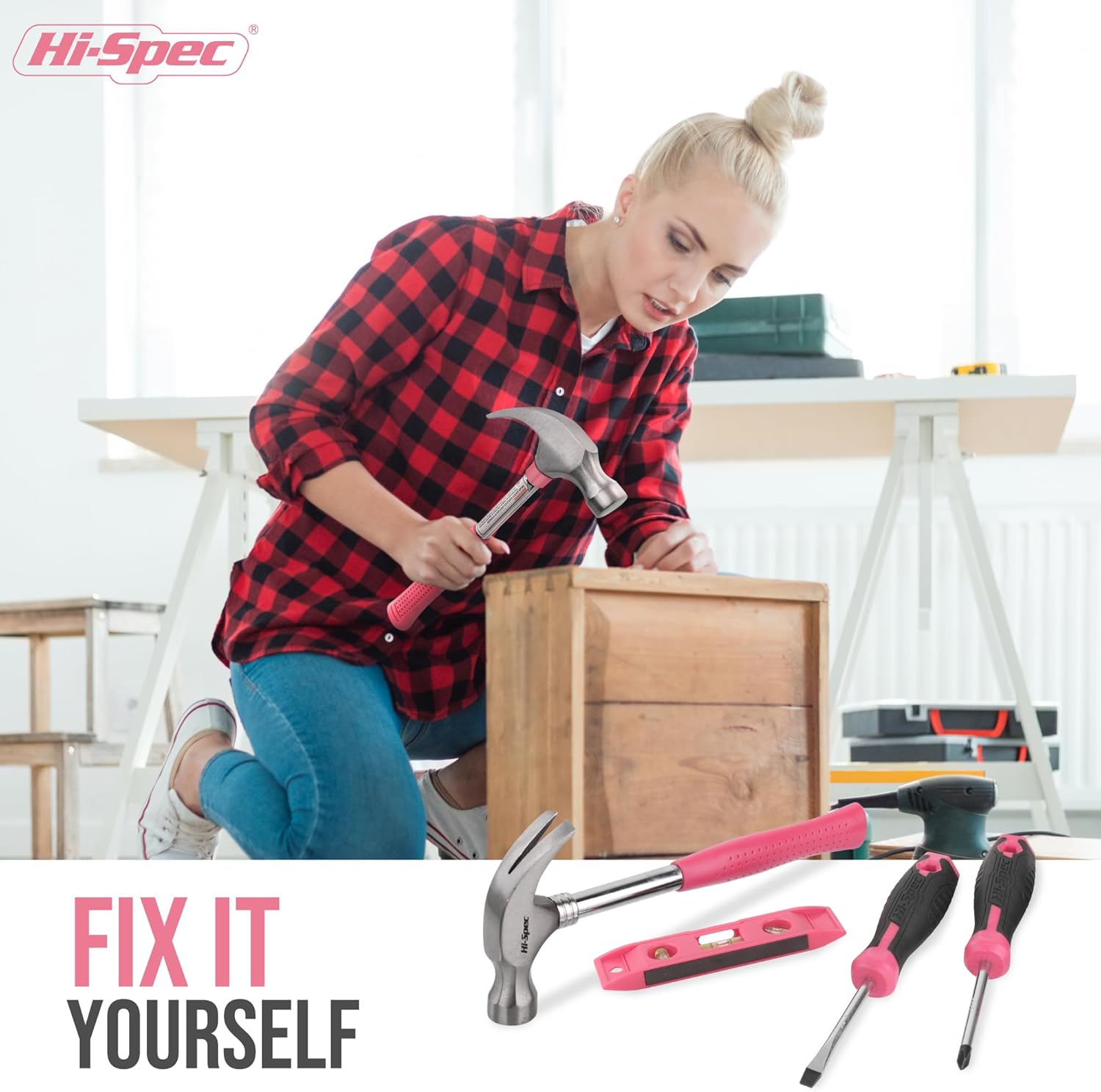 42-Piece Pink Tool Set for Women – Household DIY Toolkit with Storage