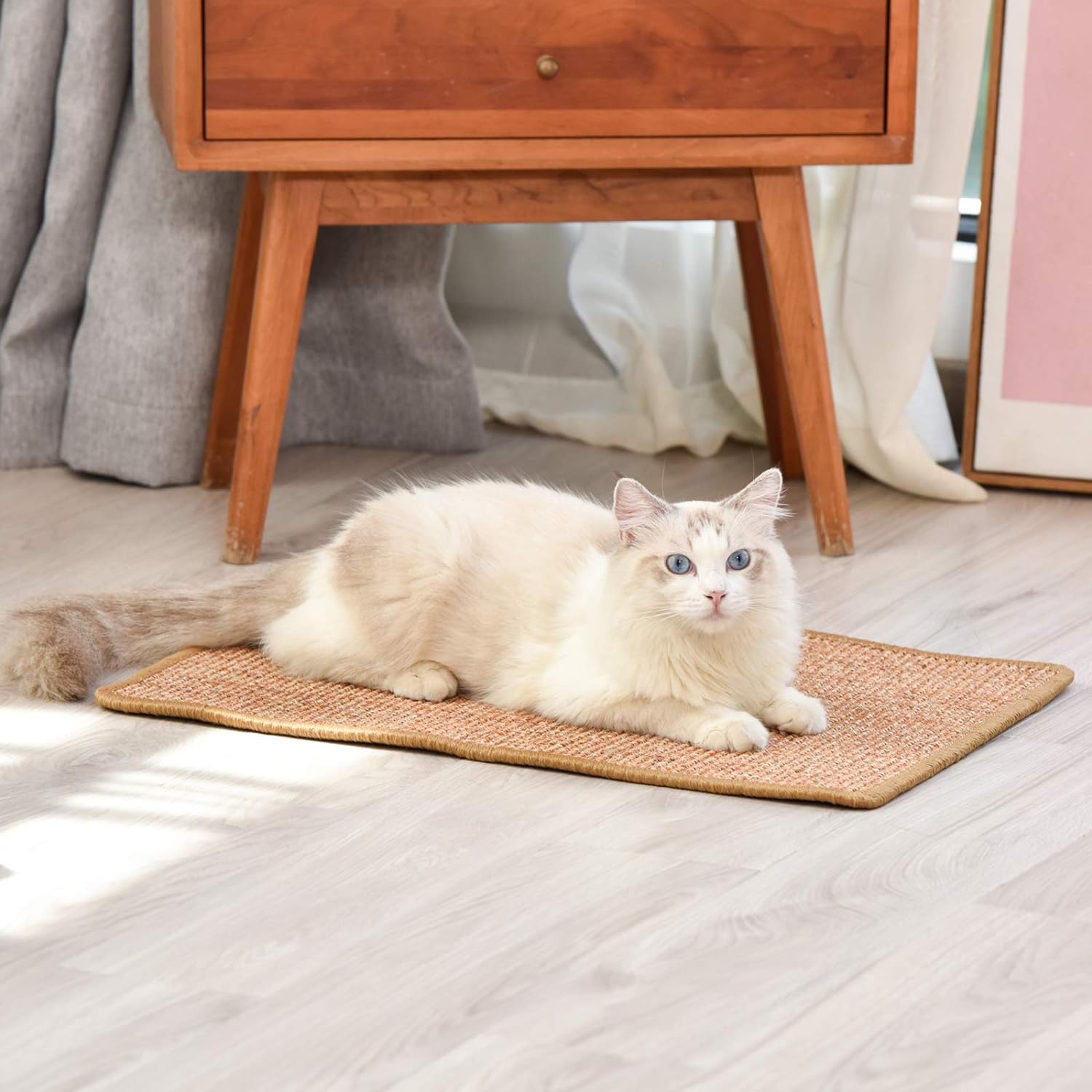 Cat Scratcher Mat – 23.6 x 15.7 Inch Natural Sisal Scratching  Floor Mat