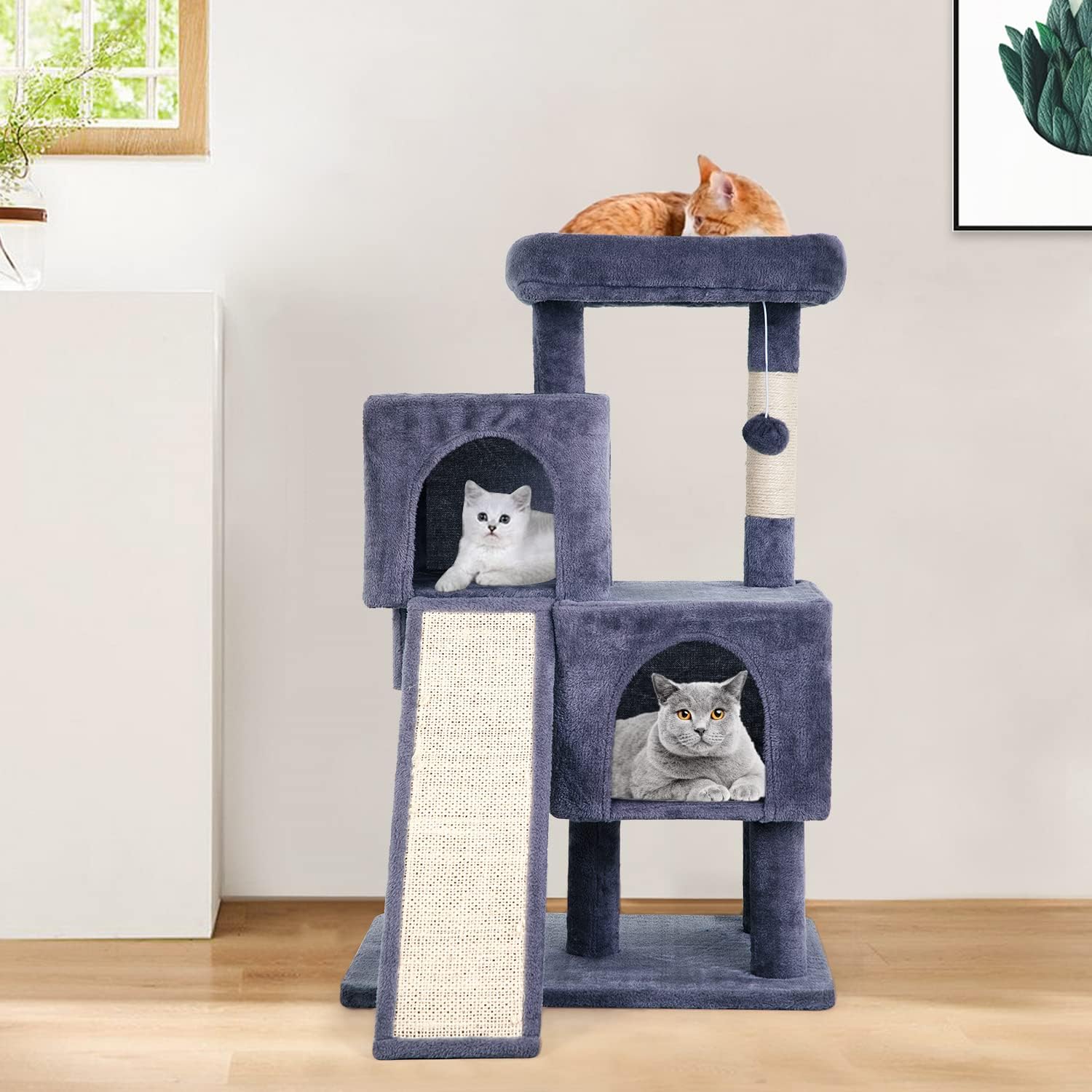 36-Inch Cat Tree for Indoor Cats – Multi-Level Cat Tower with Posts
