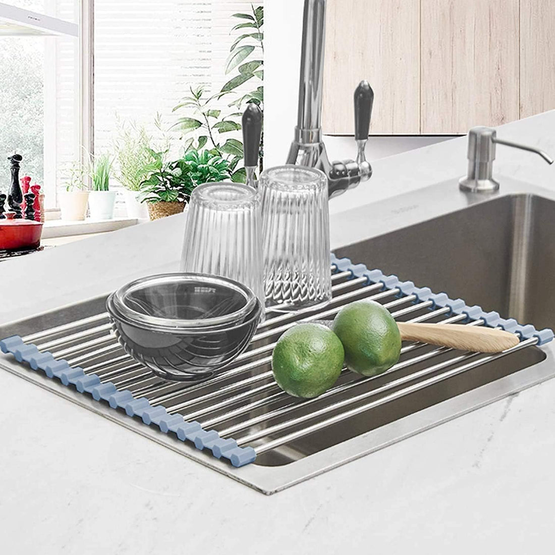 Roll-Up Dish Drying Rack – Over The Sink Foldable Dish Drainer