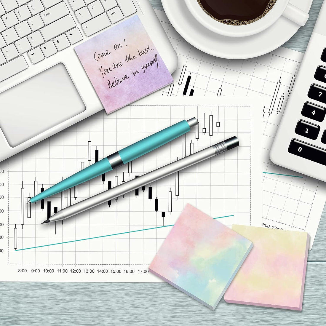 12 Watercolor Sticky Note Pads (720 Sheets) – Pastel Memo Set for School, Office