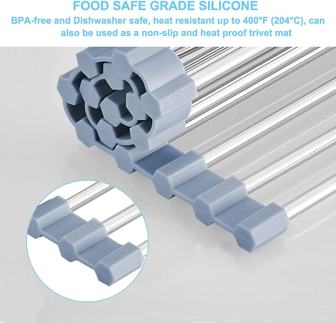 Roll-Up Dish Drying Rack – Over The Sink Foldable Dish Drainer