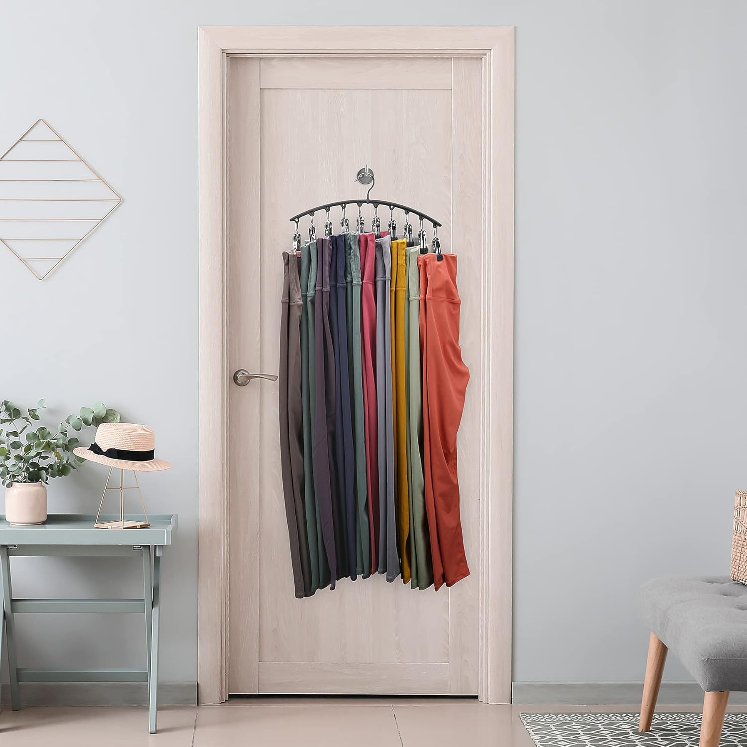 Legging Organizer for Closet – 2-Pack Metal Hangers with 10 Rubber-Coated