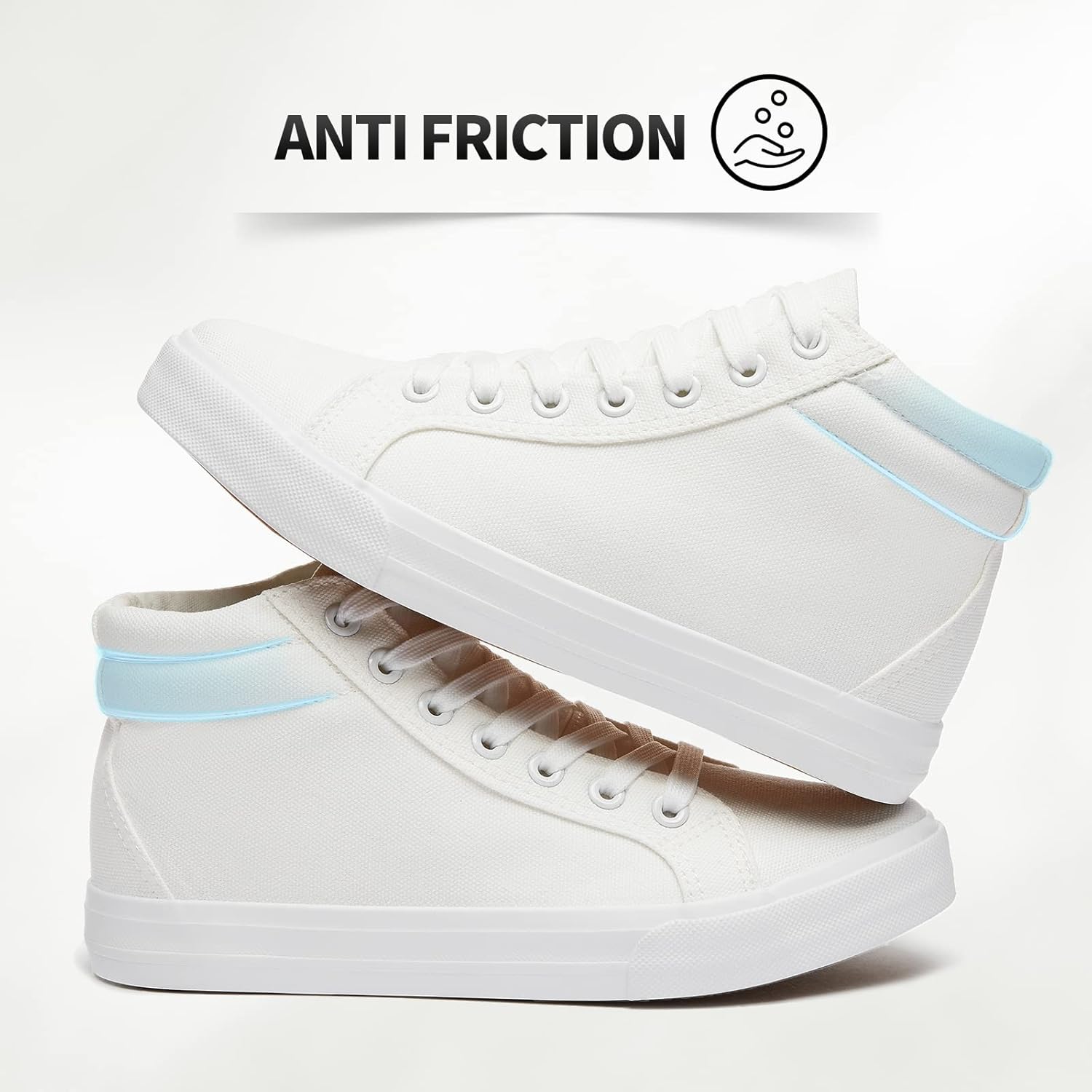 Women’s Black Canvas High Top Sneakers – Lace-Up Non-Slip Casual Shoes