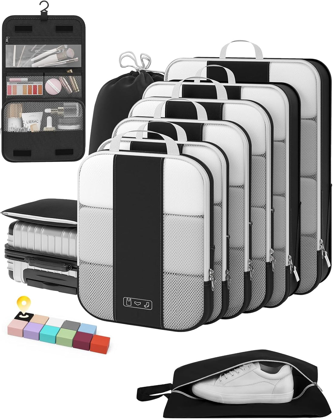 10-Piece Compression Packing Cubes Set – Expandable Travel Organizer Bags