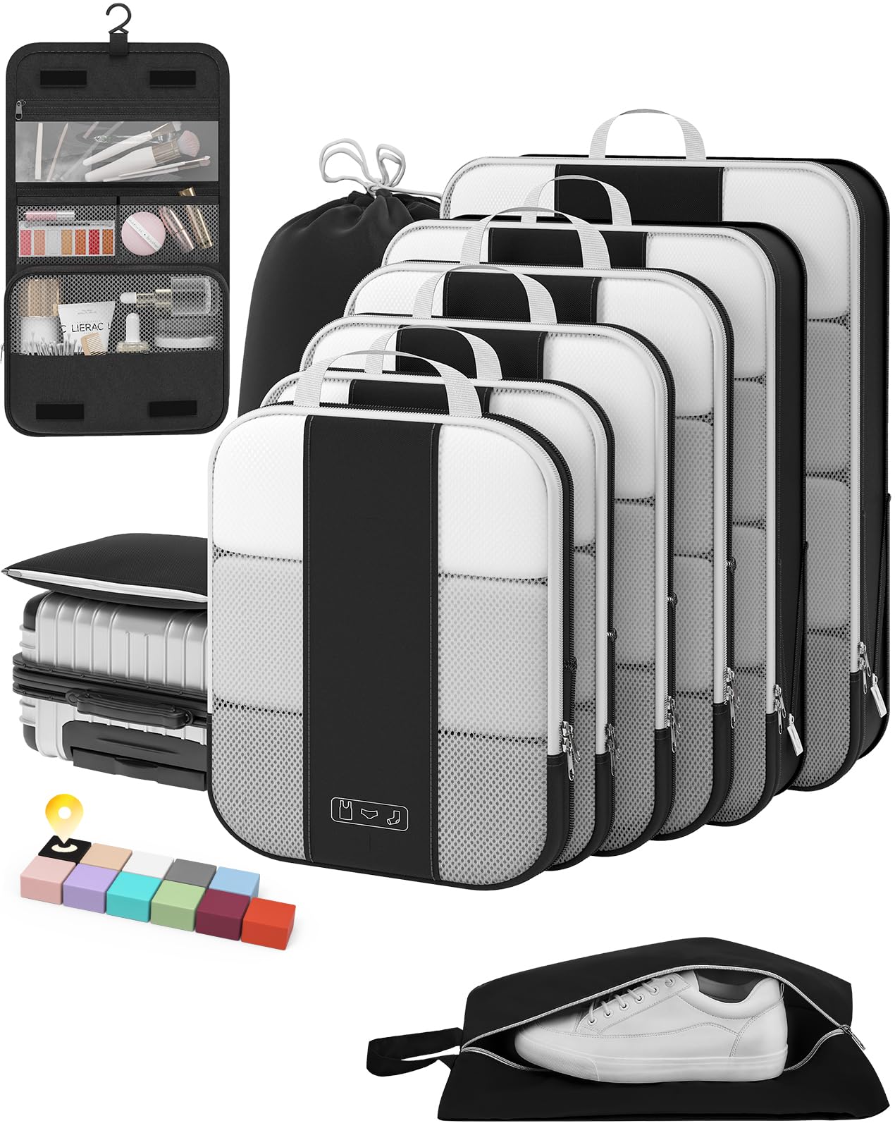 10-Piece Compression Packing Cubes Set – Expandable Travel Organizer Bags