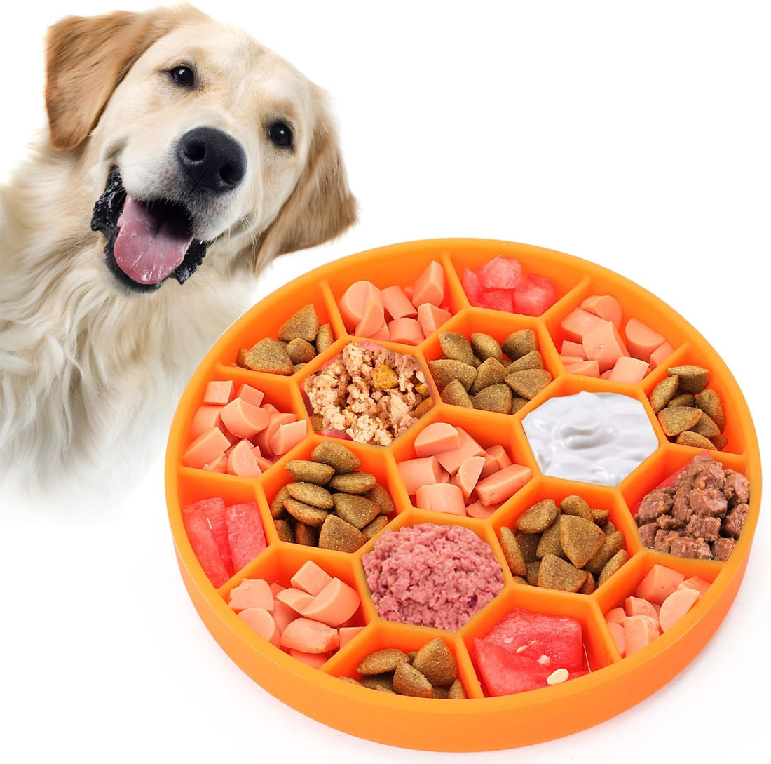 Slow Feeder Dog Bowl – Silicone Non-Slip Bowl with Suction Cups for Fast Eaters,