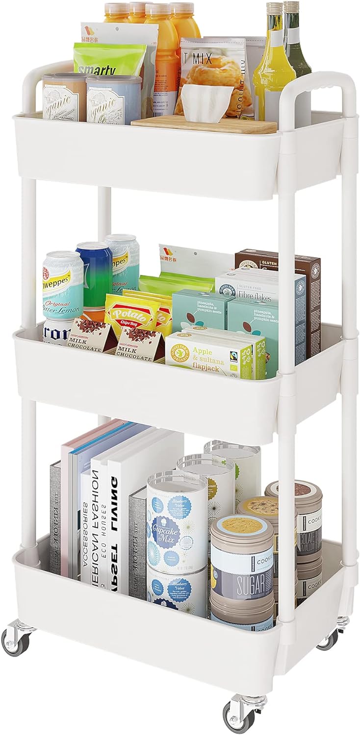 3-Tier Storage Cart Multifunction Kitchen Storage Organizer Mobile