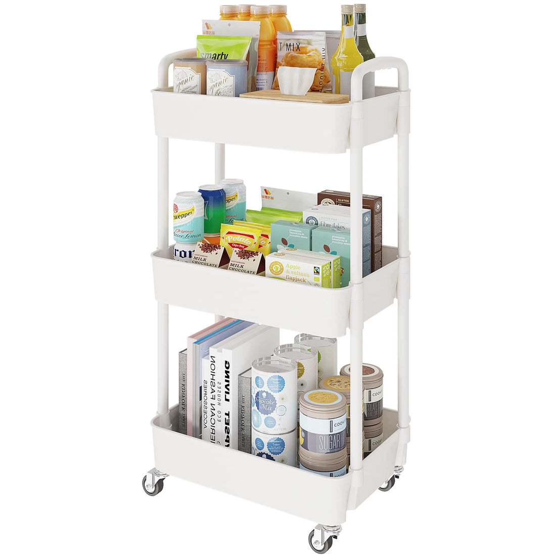 3-Tier Storage Cart Multifunction Kitchen Storage Organizer Mobile