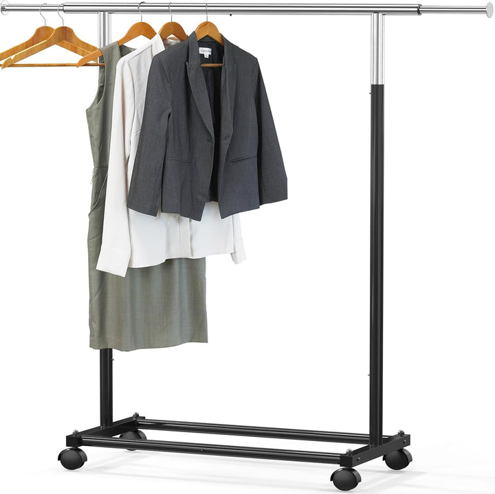 Adjustable Garment Rack with Extendable Rod – Heavy-Duty Steel Clothing
