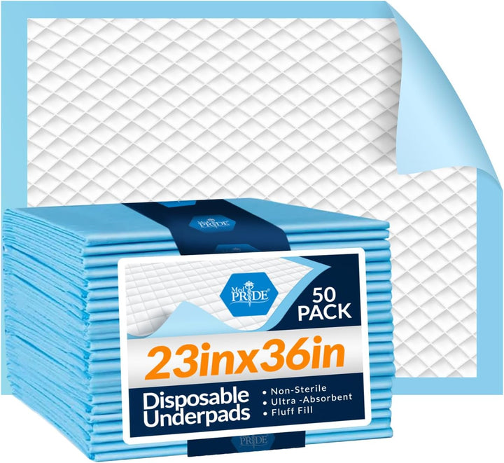 Disposable Underpads 23" X 36" (50-Count) – Super Absorbent Incontinence Pads