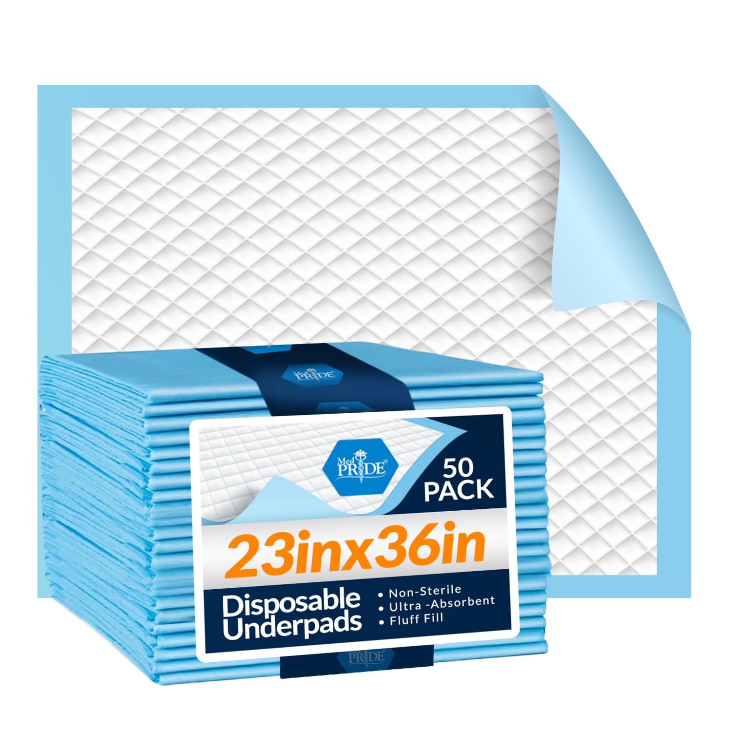 Disposable Underpads 23" X 36" (50-Count) – Super Absorbent Incontinence Pads