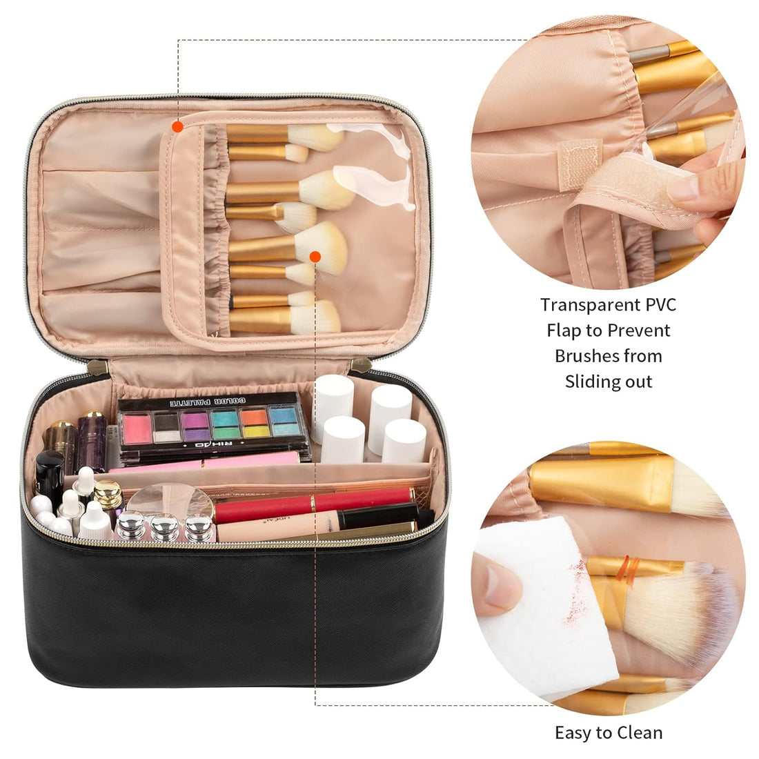 Makeup Bag, Portable Cosmetic Bag, Large Capacity Travel Makeup Case separate space