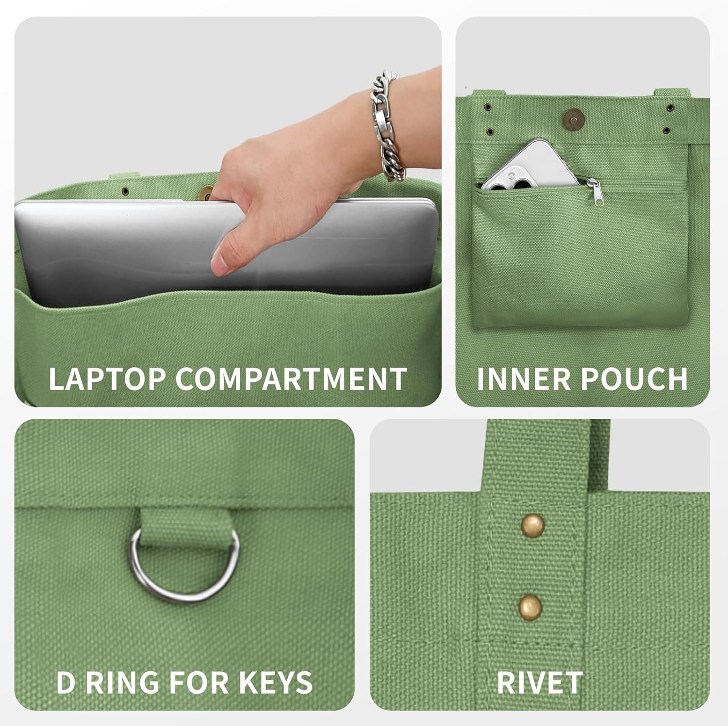 Large Canvas Tote Bag for Women – Everything Bag with Pockets & Laptop Sleeve