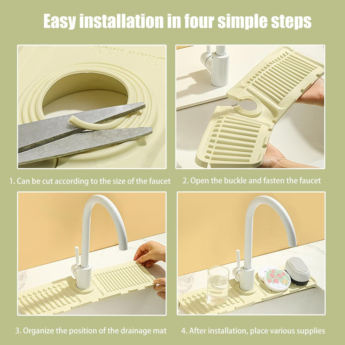 Silicone Faucet Mat Splash Guard – Fast-Drying Sink Tray (Gray)