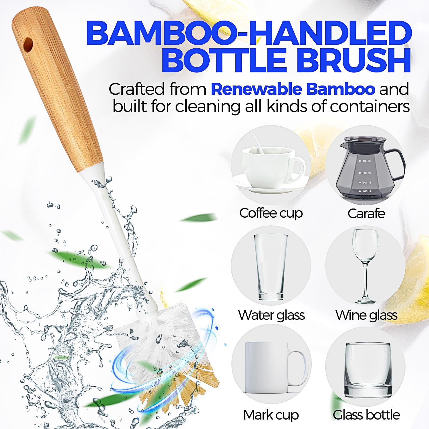 6 Pack Dish Brush Kitchen Brushes Set with Bottle Brush Dish Brush