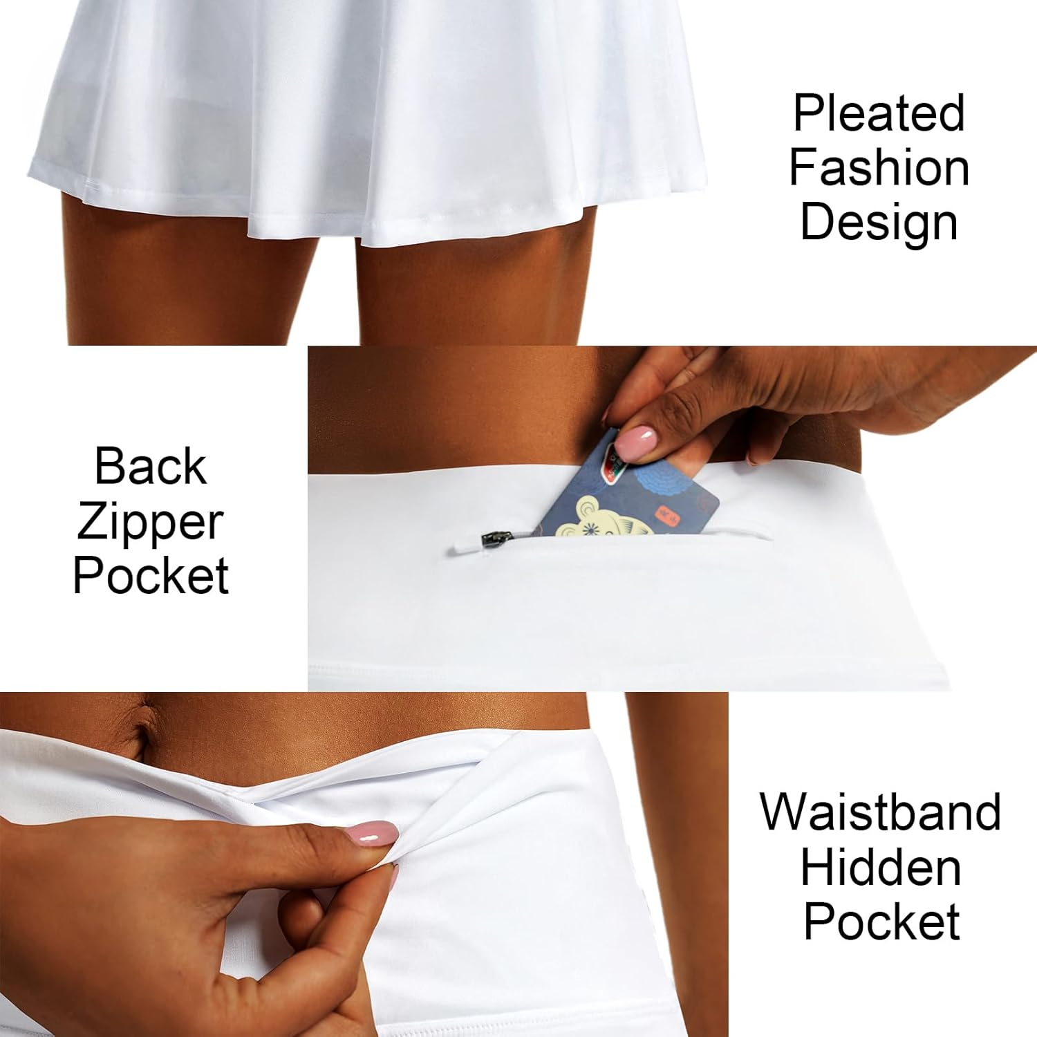 Women’s High Waist Pleated Tennis Skirt with Built-In Shorts & 4 Pockets