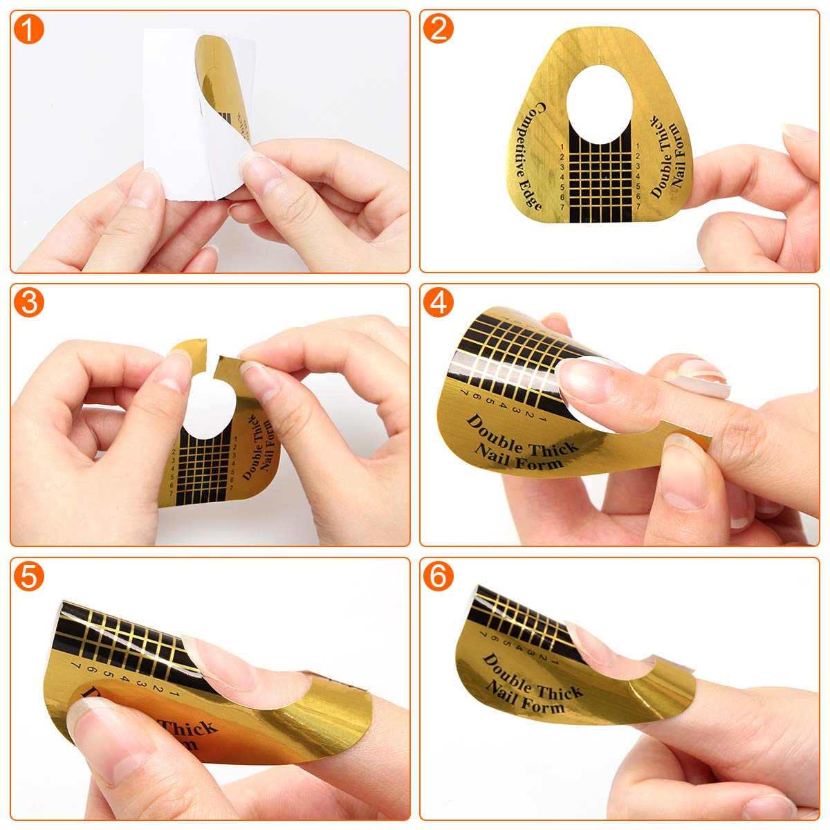 Gold Horseshoe Nail Forms – 200 Pcs Nail Extension Tips & UV Gel Guide Stickers