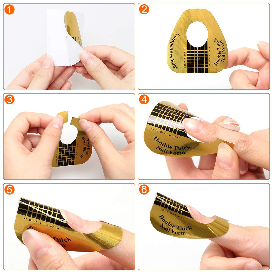 Gold Horseshoe Nail Forms – 200 Pcs Nail Extension Tips & UV Gel Guide Stickers