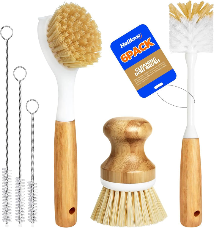 6 Pack Dish Brush Kitchen Brushes Set with Bottle Brush Dish Brush