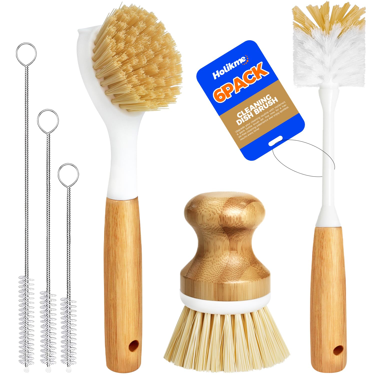 6 Pack Dish Brush Kitchen Brushes Set with Bottle Brush Dish Brush