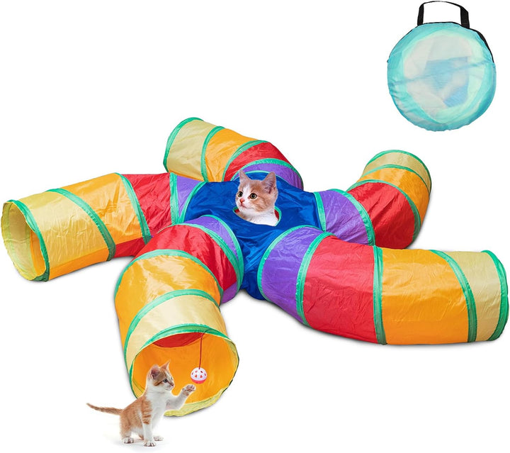 Depets Cat Tunnel for Indoor Cats – 5-Way S-Shaped Play Tunnel
