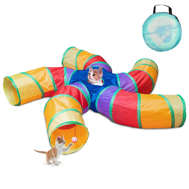 Depets Cat Tunnel for Indoor Cats – 5-Way S-Shaped Play Tunnel