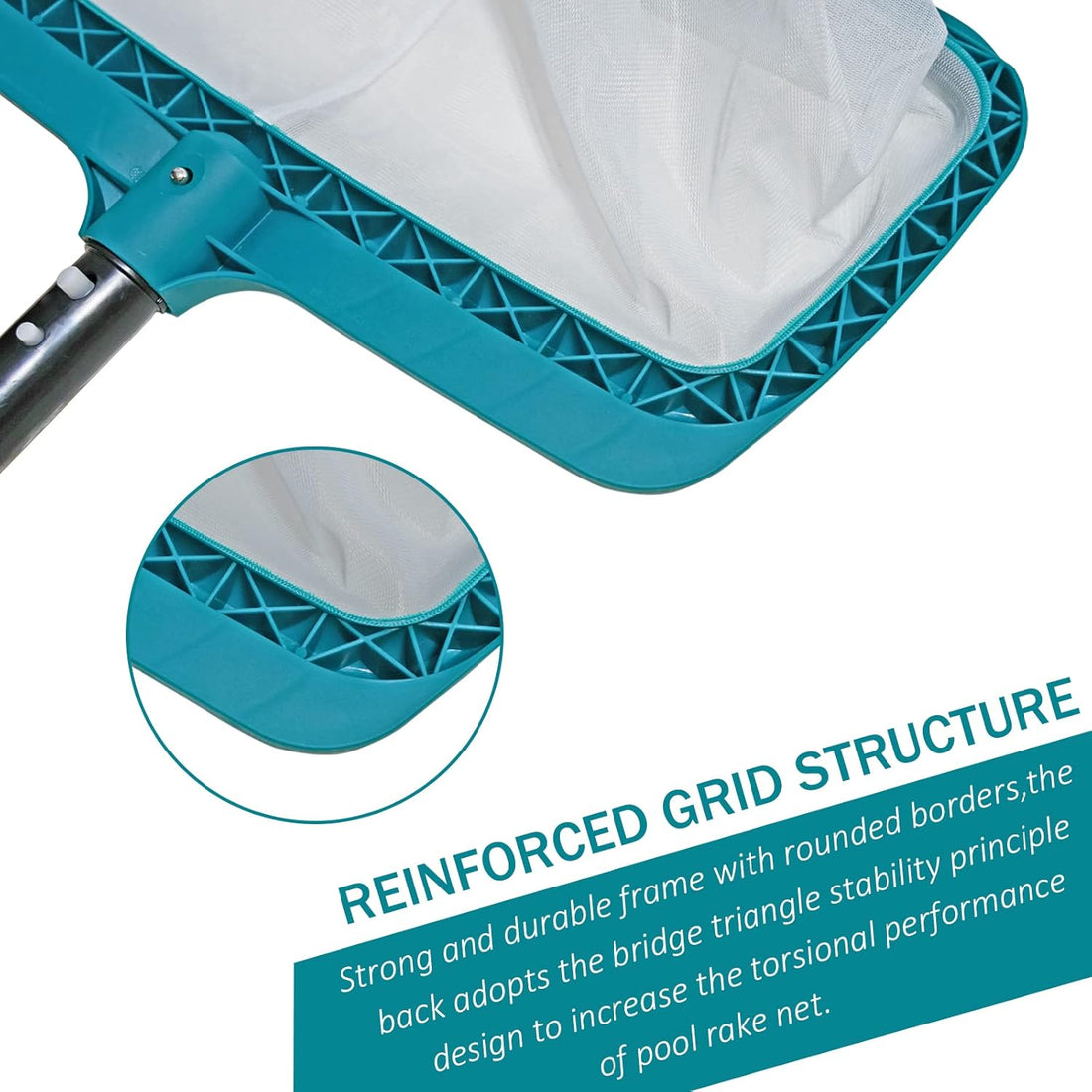 Professional Pool Skimmer Net – Heavy Duty Swimming Leaf Rake Cleaning Tool