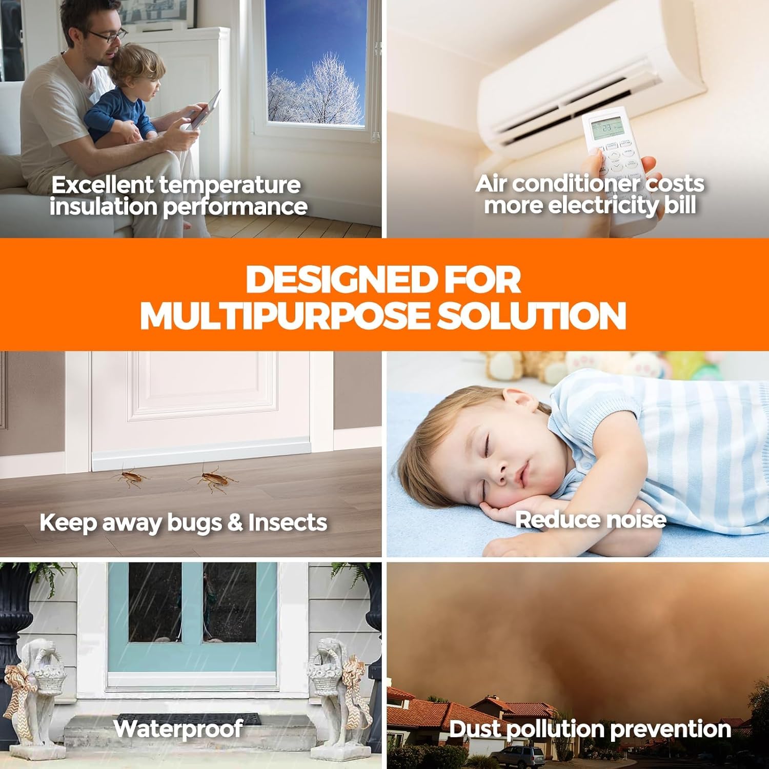 Under Door Draft Stopper – Adhesive Weather & Noise Blocker