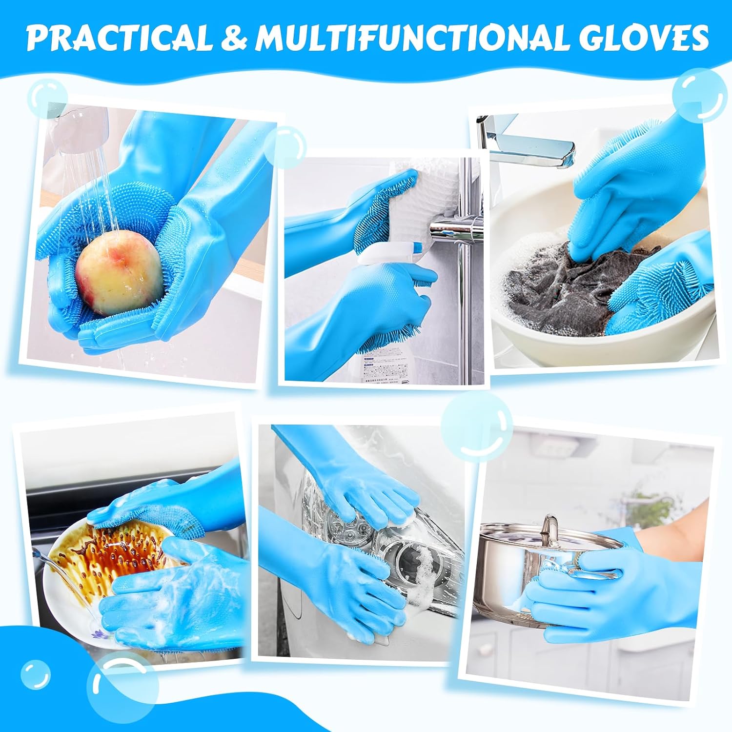 Pecute Pet Grooming Gloves – Heat Resistant Silicone Gloves with High-Density Teeth,