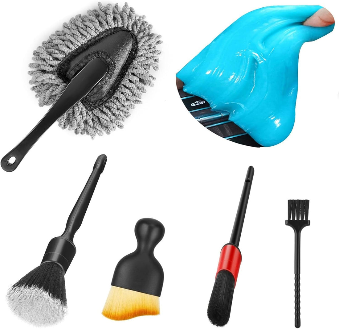 Car Interior Duster & Detail Brush Cleaning Gel Kit – Soft Dash Vent