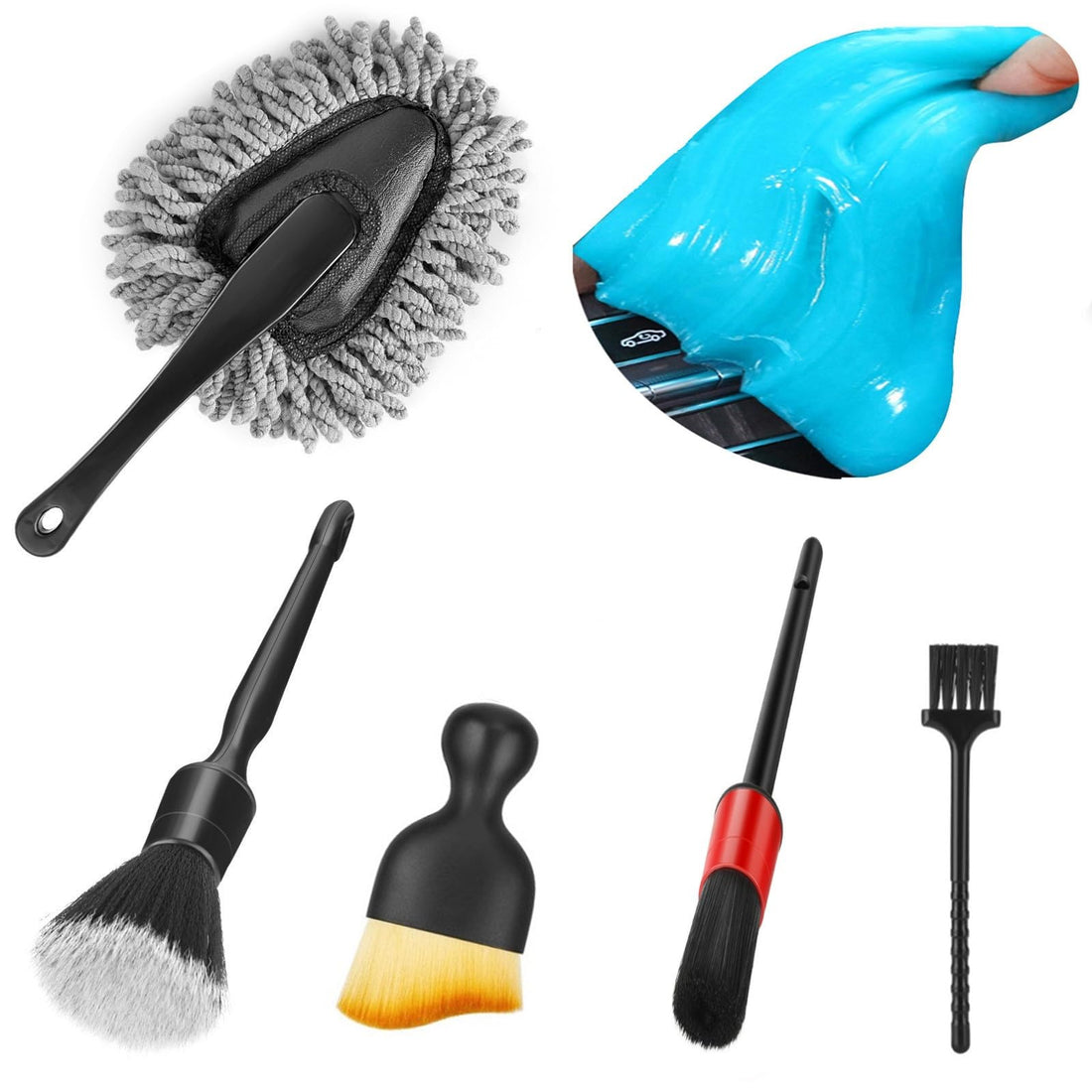 Car Interior Duster & Detail Brush Cleaning Gel Kit – Soft Dash Vent