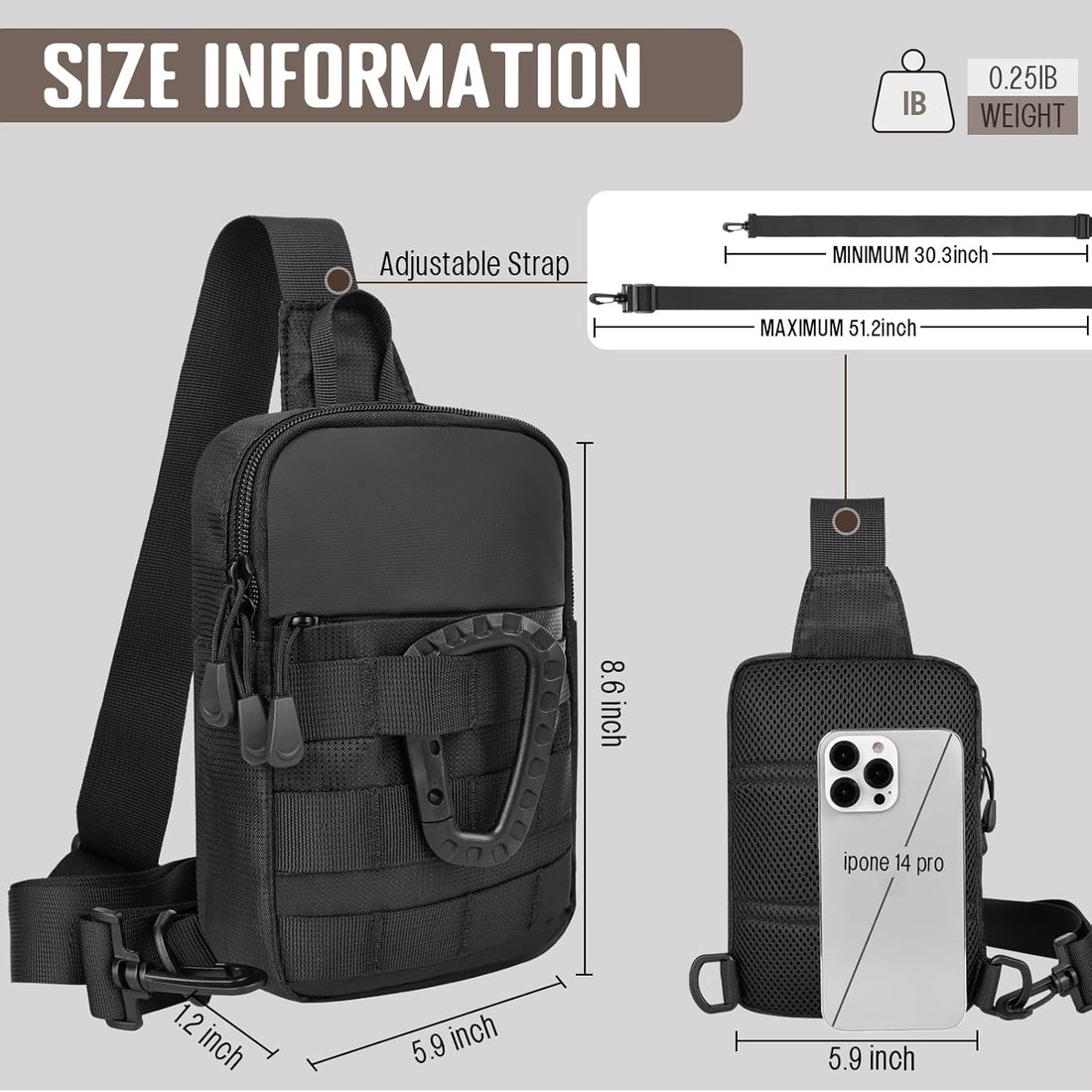 Small Sling Bag for Men – Tactical Waterproof EDC Crossbody