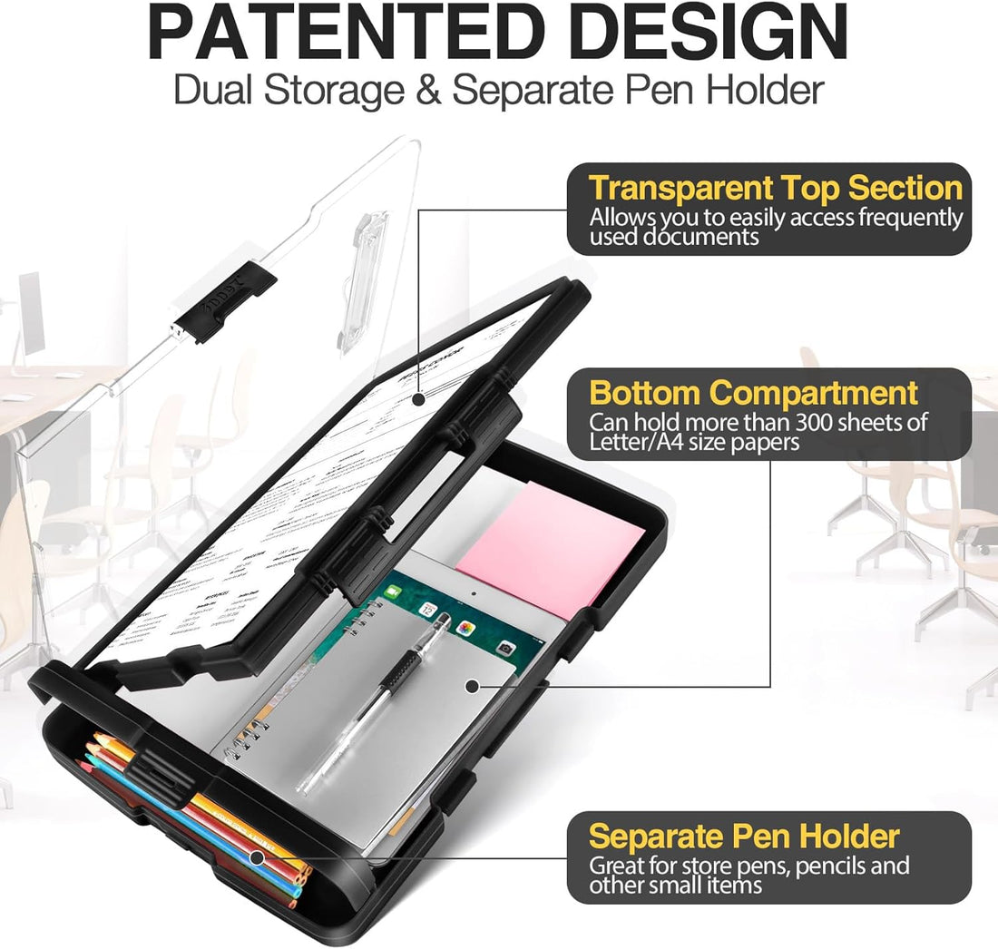Heavy Duty Clipboard with Dual Storage & Pen Holder, Dry Erase