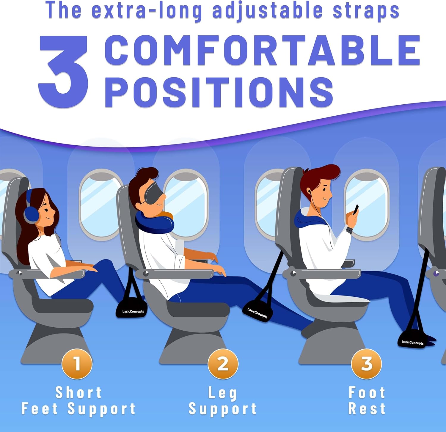 Memory Foam Airplane Foot Hammock – Adjustable Travel Footrest for Comfort