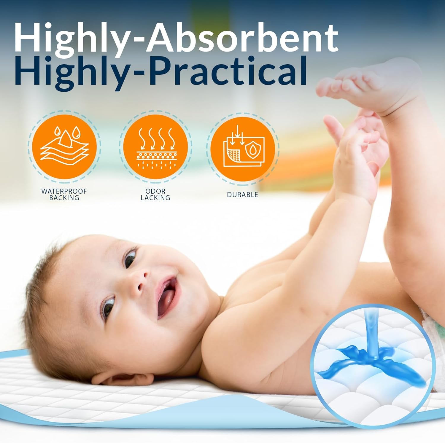 Disposable Underpads 23" X 36" (50-Count) – Super Absorbent Incontinence Pads