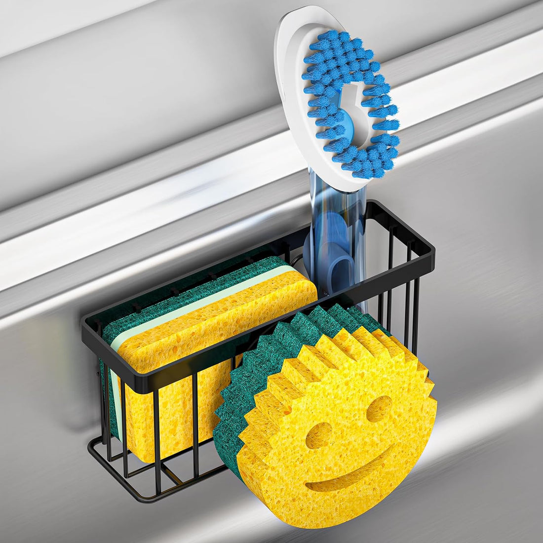 Sponge Holder Smiley Face – Kitchen Sink Caddy with 2 Suction Cups