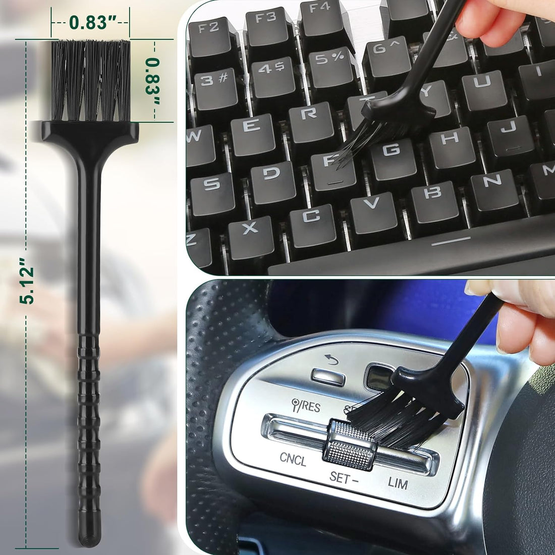 Car Interior Duster & Detail Brush Cleaning Gel Kit – Soft Dash Vent