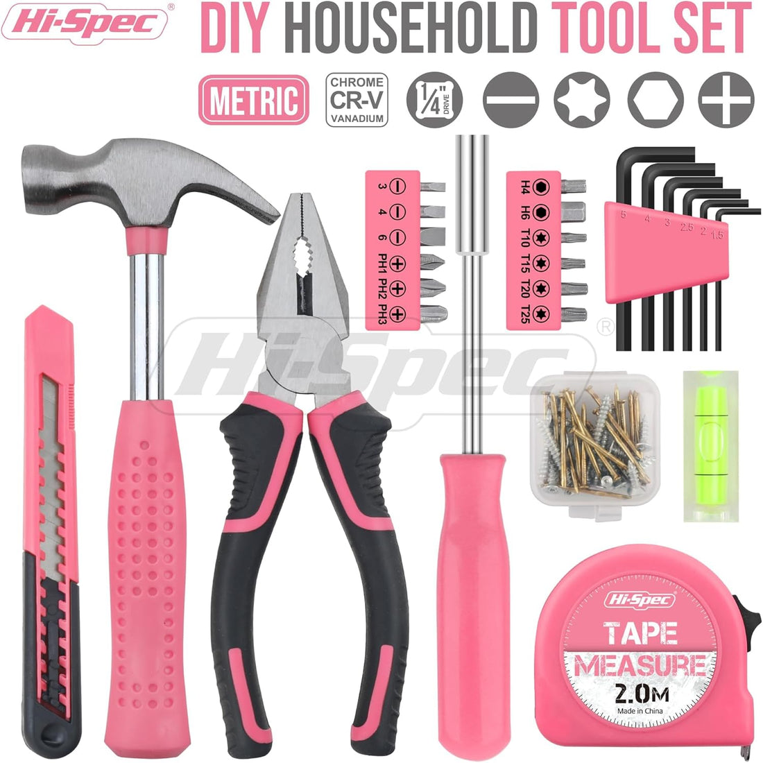 25-Piece Pink Tool Kit – Compact DIY Tool Set for Women with Carrying Case