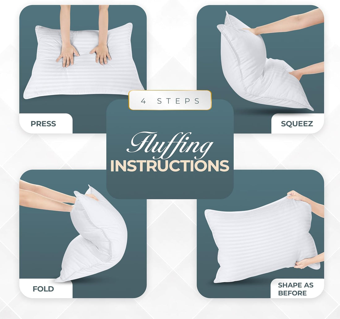 Queen Pillow Set of 2 – Cooling Fiber Fill, Soft & Supportive